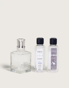 Zestaw Lampa zapachowa Berger Paris Essentielle Cube z 2 olejkami 250ml Ocean Breeze i Air Pur